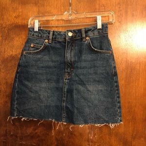 Topshop Moto High Waisted Denim Skirt-Dark Wash